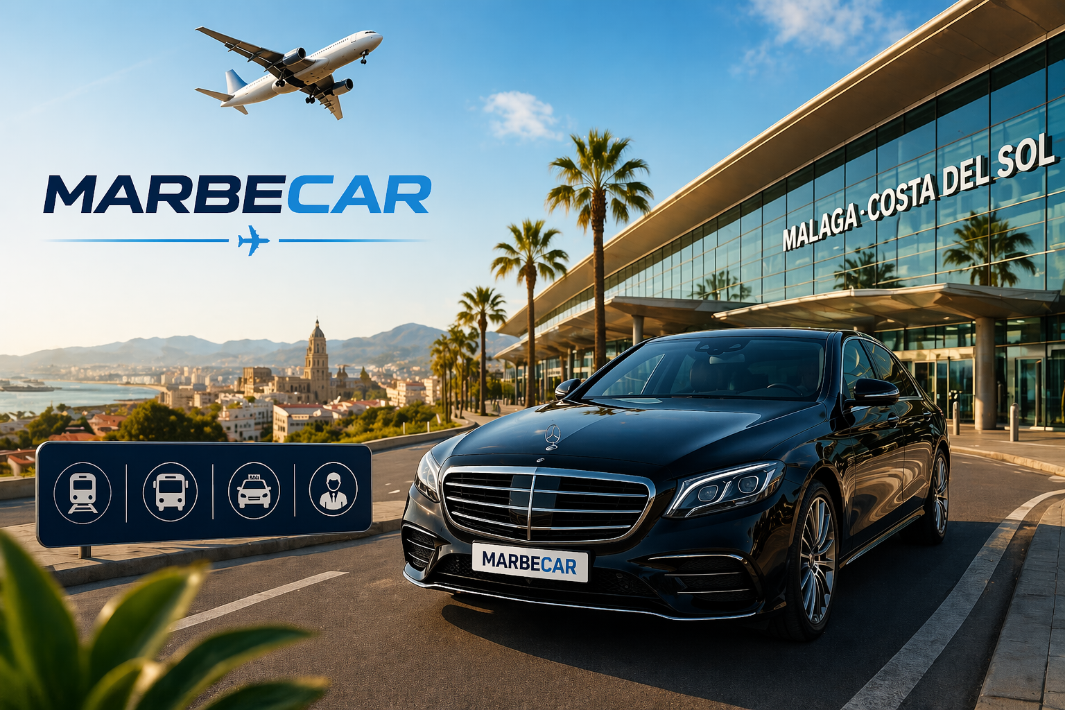 how to get from malaga airport to city centre - by private car - taxi - bus - train